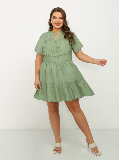 Fringed Ruffle Hem Dress