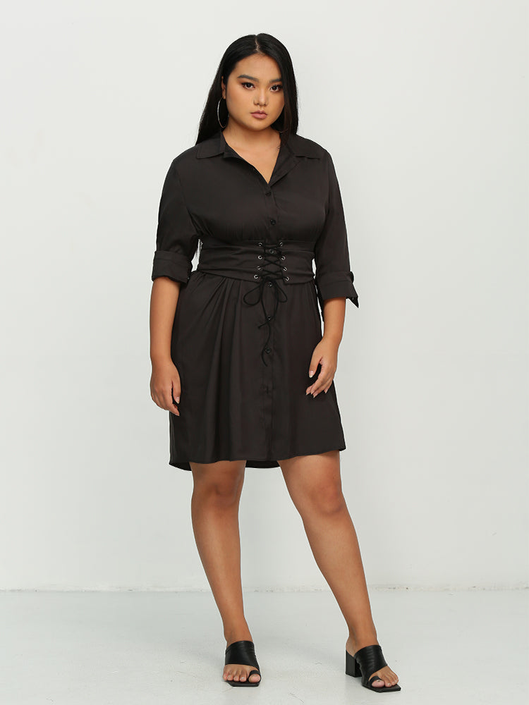 Cross Knotted Button Tiered Dress