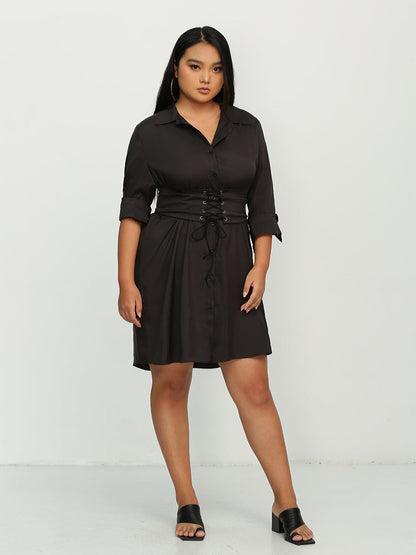 Cross Knotted Button Tiered Dress