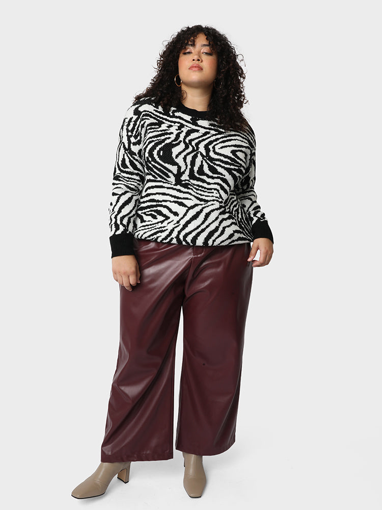 Patchwork Zebra Pattern Sweater