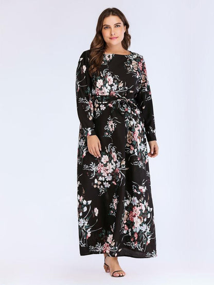 Floral Printed Round Neck Maxi Dress