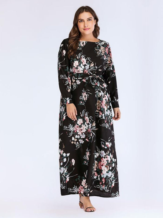 Floral Printed Round Neck Maxi Dress