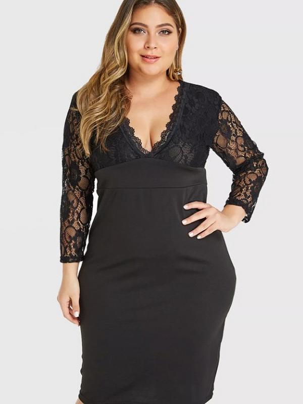 Petal V-neck Lace Dress