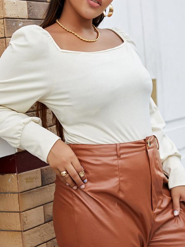 Square Collar Solid Color Top