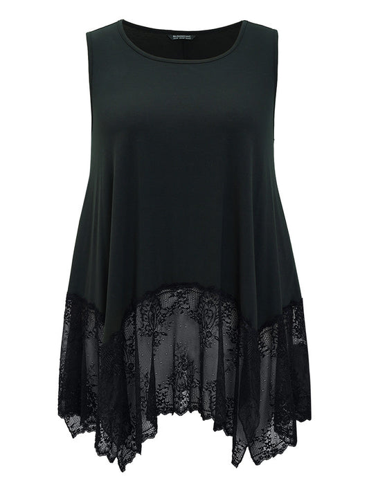 Plain Lace Hanky Hem Tank Top