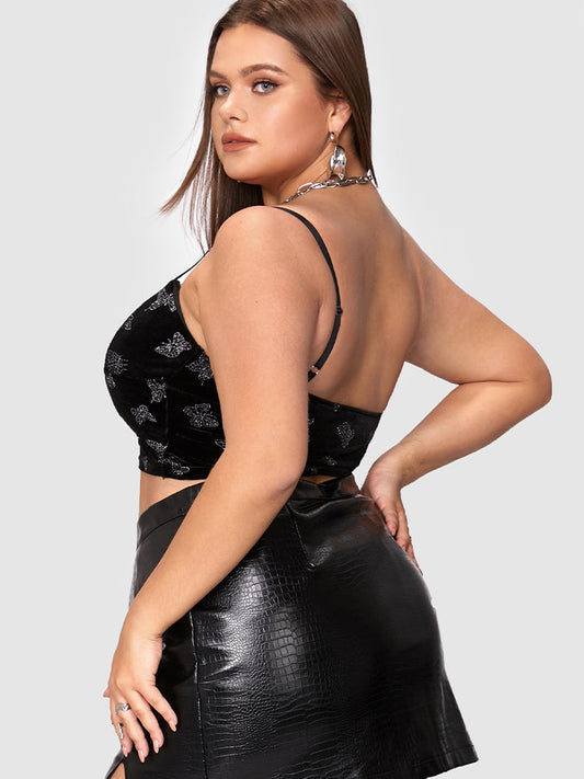 Butterfly Pattern Adjustable Straps Cami