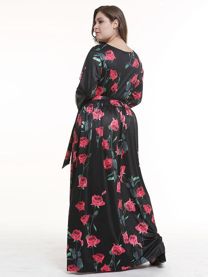 Floral Printed Belt Maxi Dress