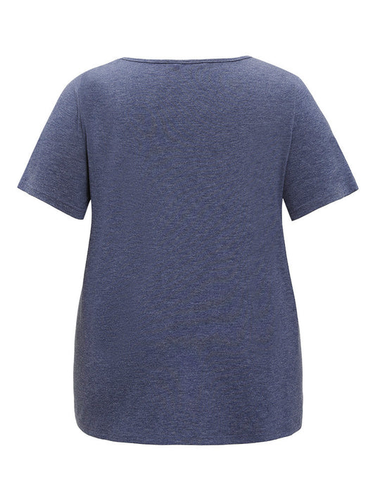 Plain Crisscross V Neck Short Sleeve T-shirt