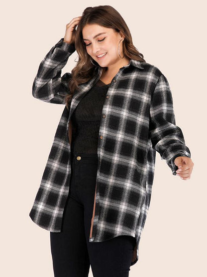 Classic Plaid Single Breasted Lapel Collar Shirt