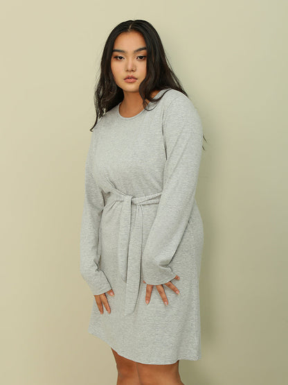 Lace-up Solid Color Dress