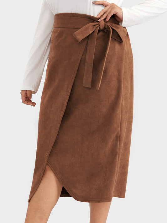 Plain Knot Side Split Skirt