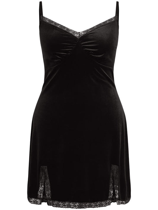 Halloween Plain Guipure Lace Split Side Sleep Cami Dress