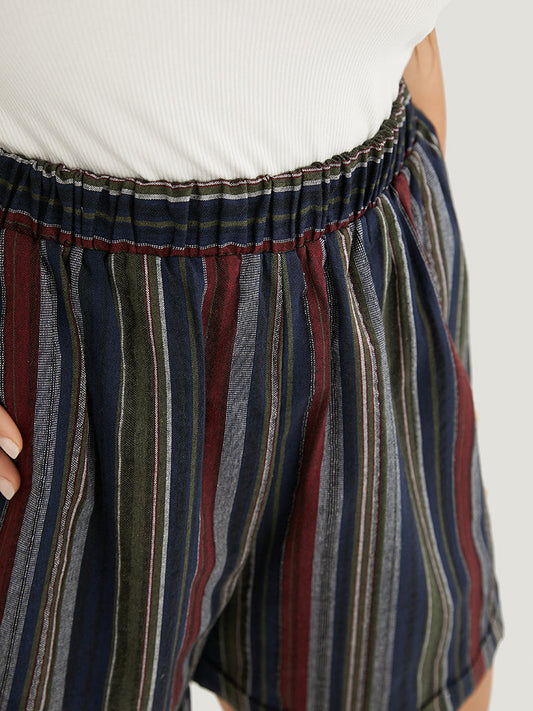 Striped Contrast Pocket High Rise Shorts