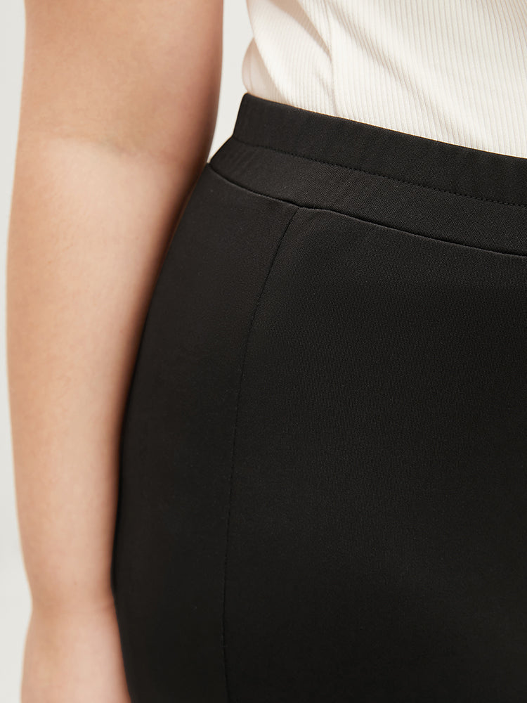 Plain Skinny Elastic Waist Knee Leggings