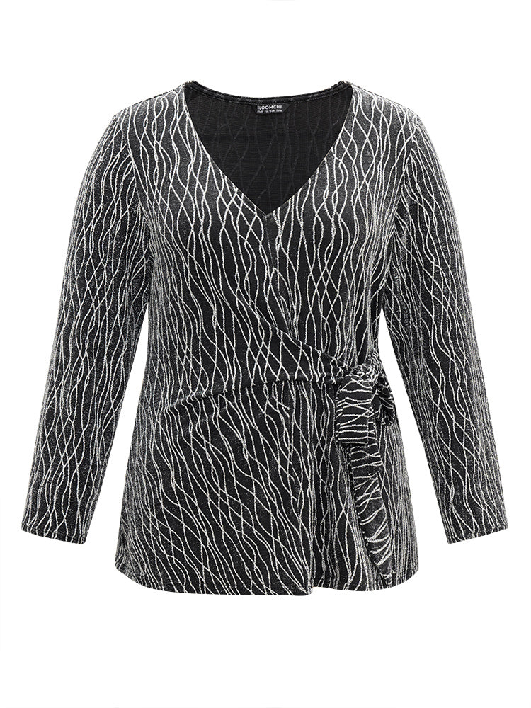 Lurex Geo Bowknot Front T-shirt