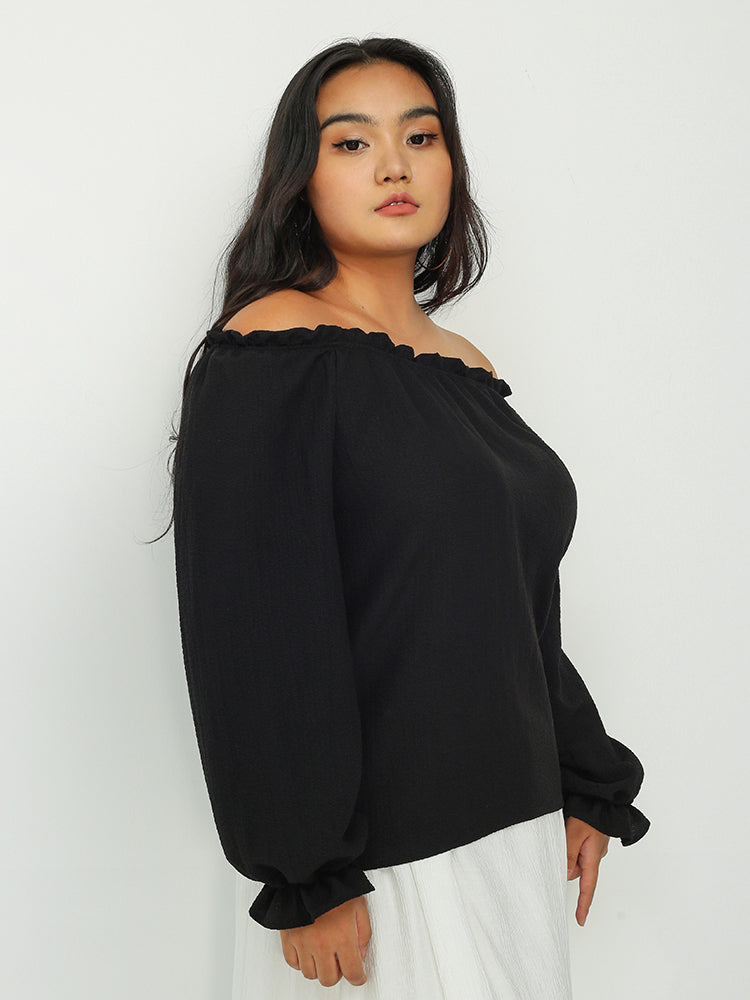 Frill Trim Off Shoulder Top