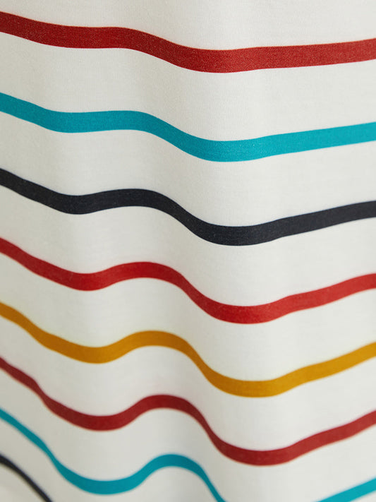 Striped Contrast Raglan Sleeve Drop Shoulder T-shirt