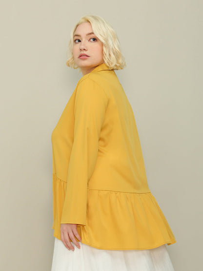 Frill Hem Lapel Collar Blouse