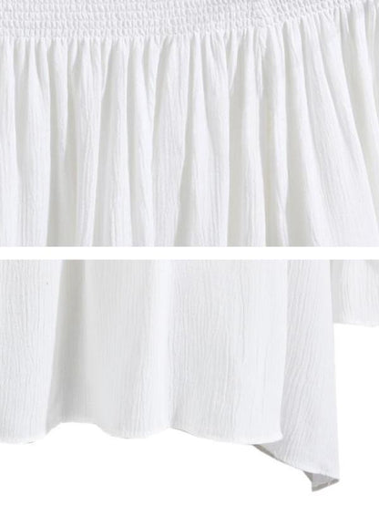 Shirred Off-Shoulder Lantern Sleeve Blouse