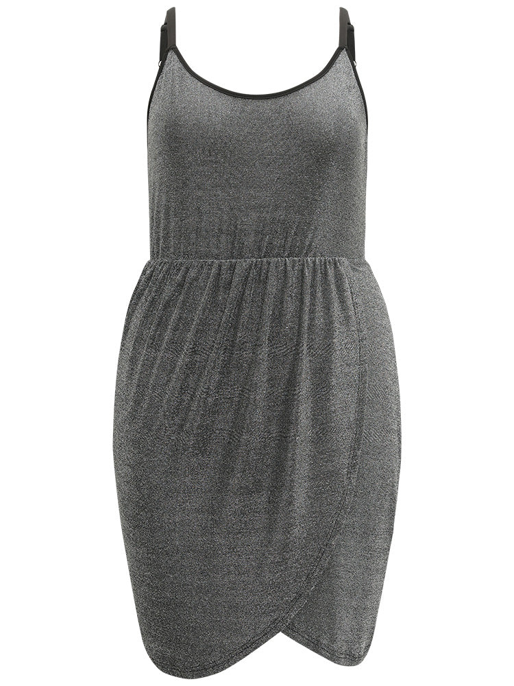 Plain Pleated Detail Wrap Hem Cami Dress