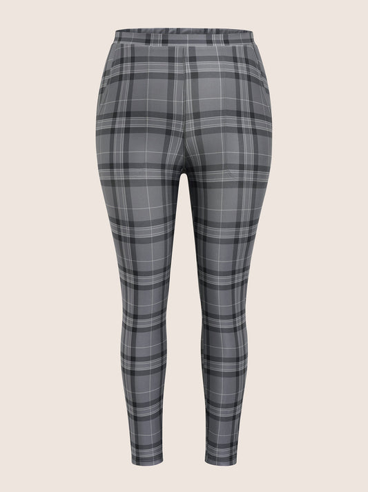 Plaid High Rise Slant Pocket Skinny Leggings