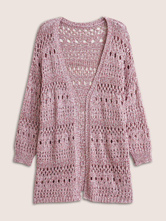 Heather Hollow Out Drop Shoulder Cardigan
