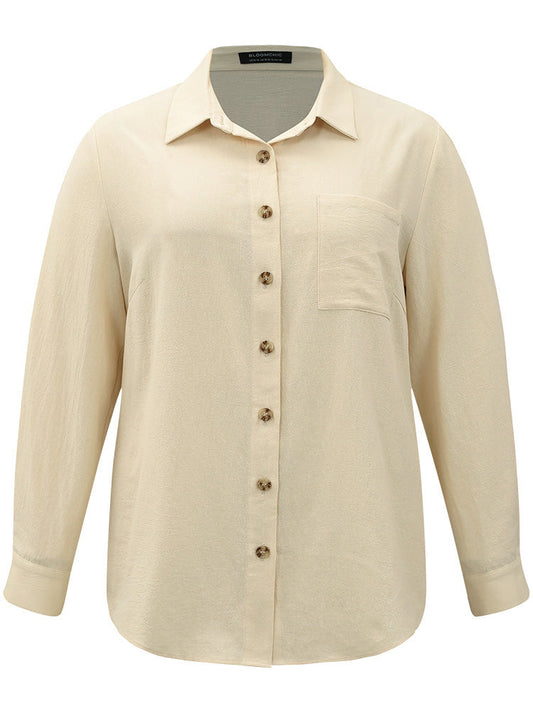 Plain Button Through Curved Hem Blouse