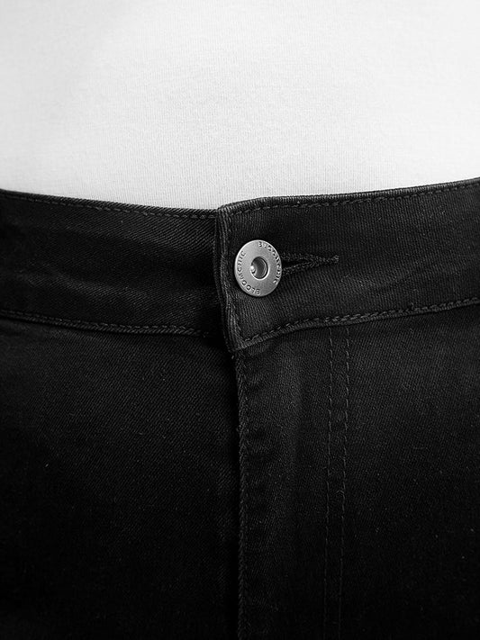 Slightly Stretchy High Rise Black Wash Rivet Decor Jeans