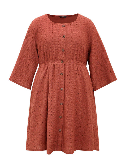 Broderie Anglaise Button Through Pocket Dress