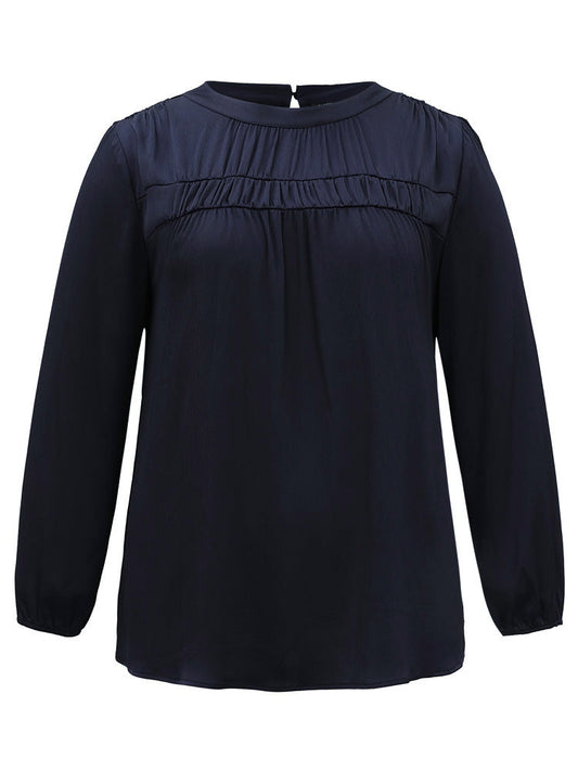 Static-Free Plain Gathered Blouse