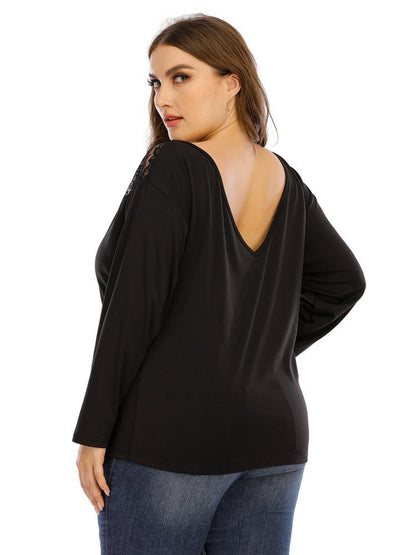 Lace Patchwork Backless Top