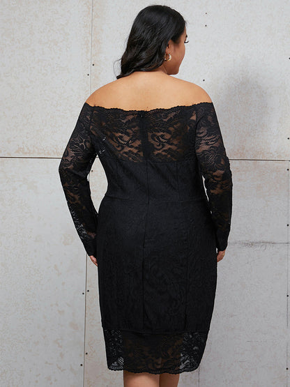 Off Shoulder Contrast Lace Dress