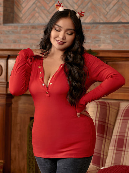 Half Button Basics T-shirt