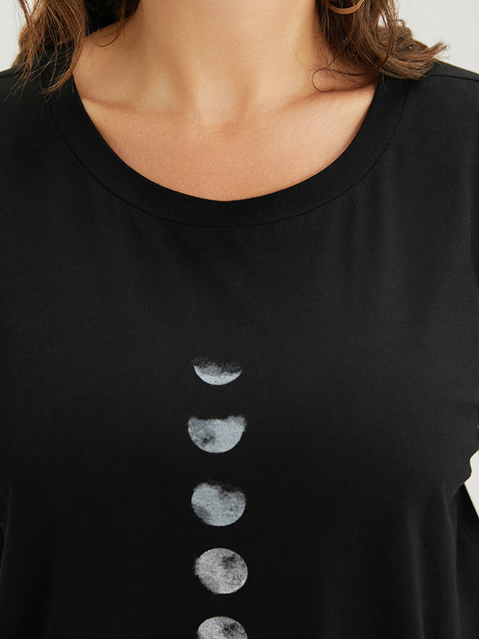 Moon Print Short Sleeve T-shirt