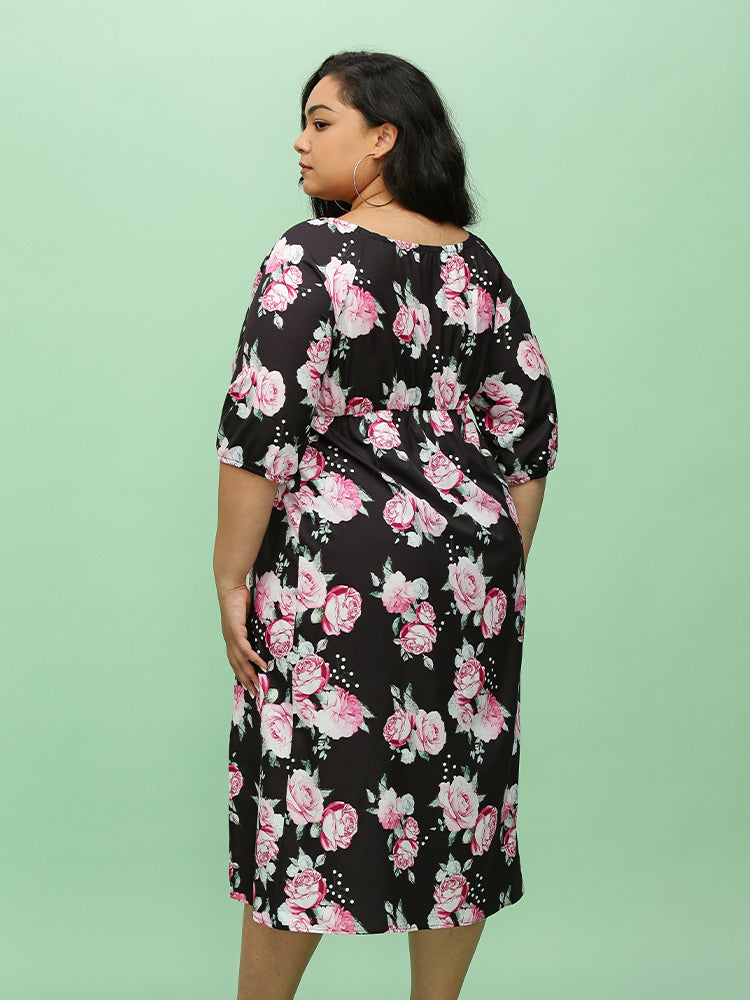 Floral off Shoulder Split Dress