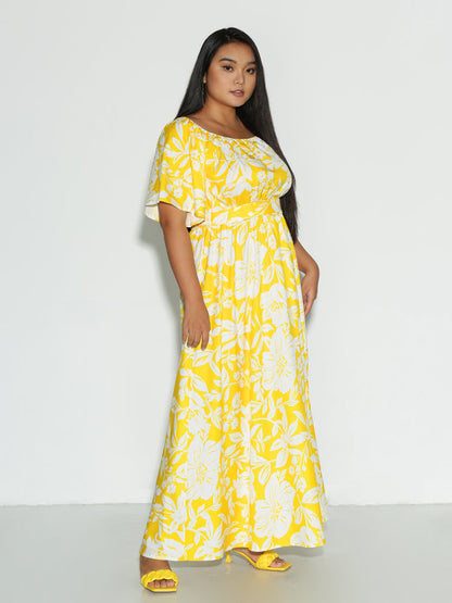 Floral Split Hem Knotted Dress