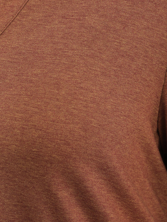 Solid Button Up V Neck Long Tee