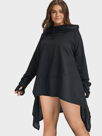 Asymmetrical Hooded Loose Sweatshirt