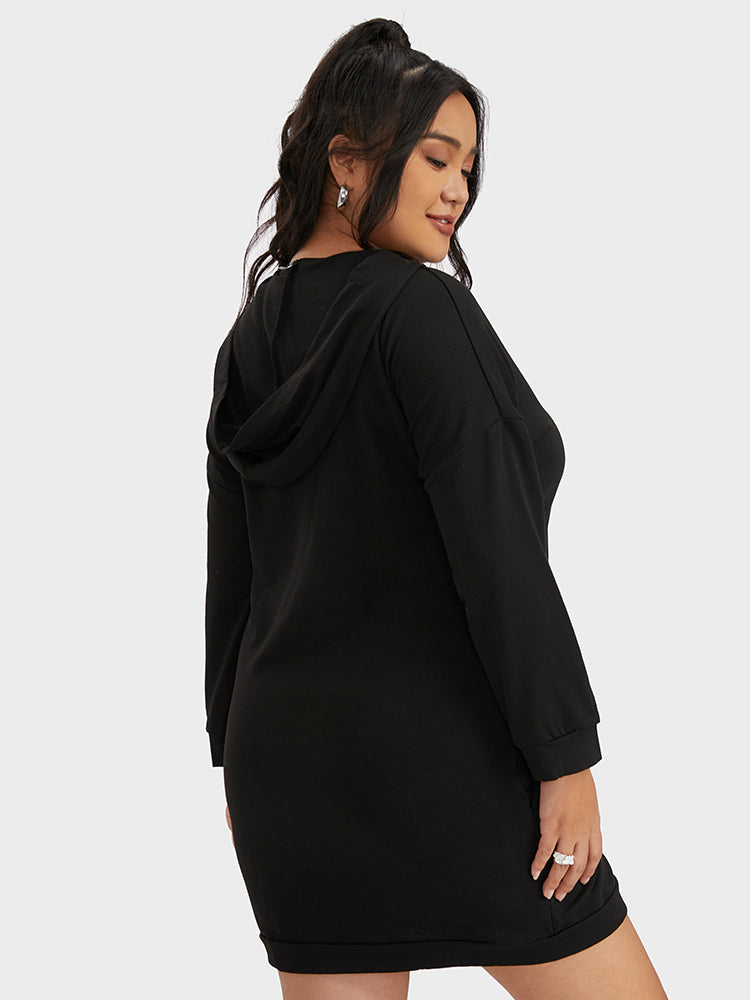 Heart Print Hooded Sweatshirt Dress