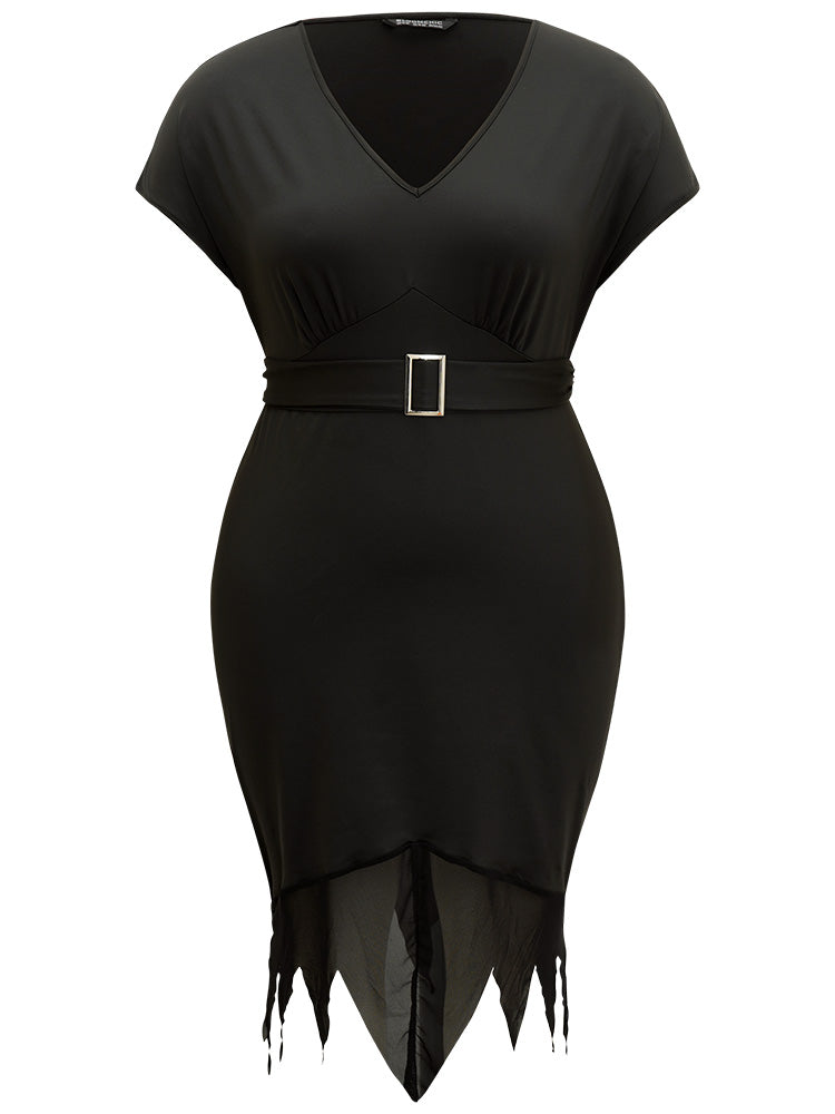 Halloween Solid Mermaid Hem Mesh Bowknot Dress