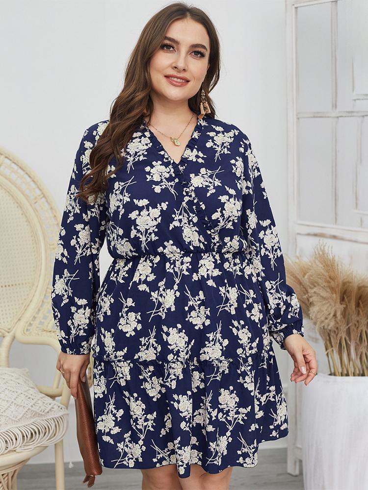 Floral Printed V-neck Dress