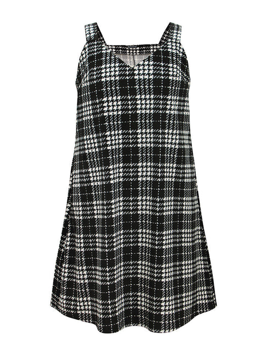 Corduroy Plaid Pocket Cami Dress