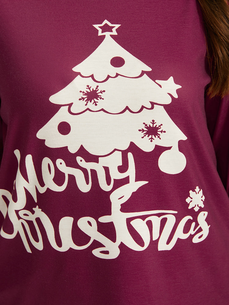 Snowflake & Tree Print Sleep Top