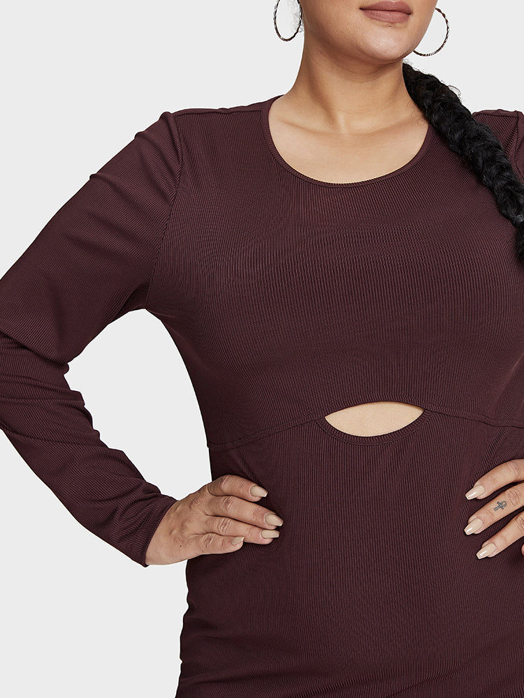 Plain Cut Out Bodycon Sweater Dress