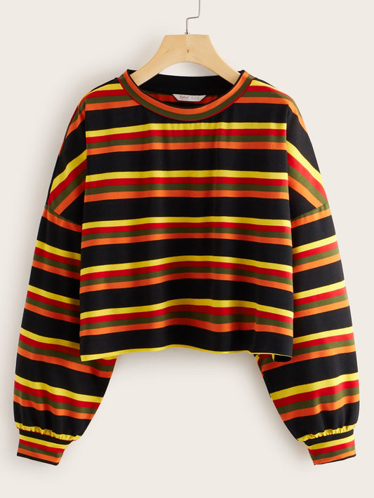 Striped Drop Shoulder Oversized Tee