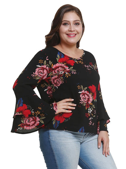 Floral Printed Flared Sleeve Blouse