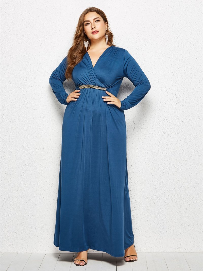 Ruched Decoration V-neck Maxi Dress