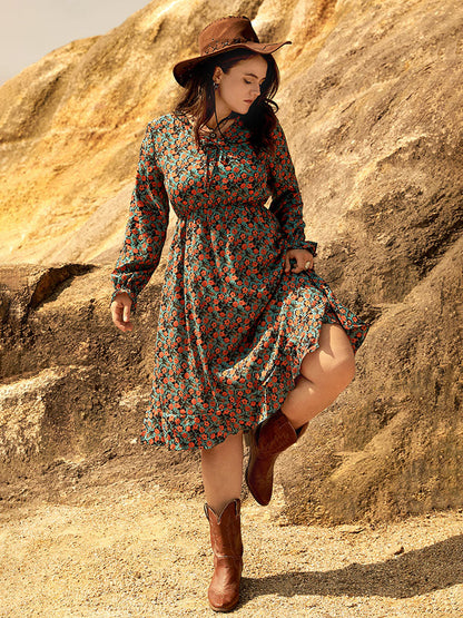 Ditsy Floral Ruffle Tie Front Dress