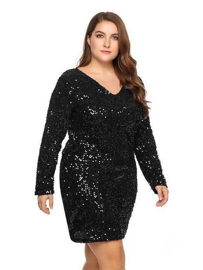 Sequin V-neck Party Dress