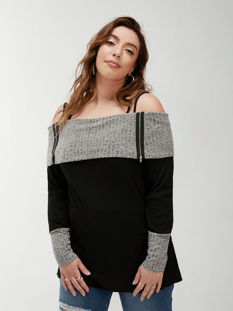 Contrast Color  Backless Regular T-shirt